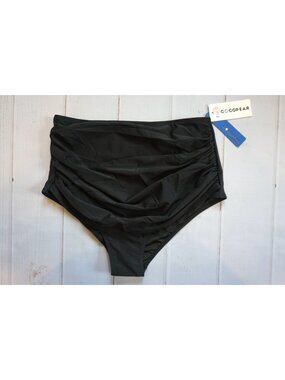 Cocopear Black Ruched High Waisted Bikini Bottoms - Size 2XL, NWT